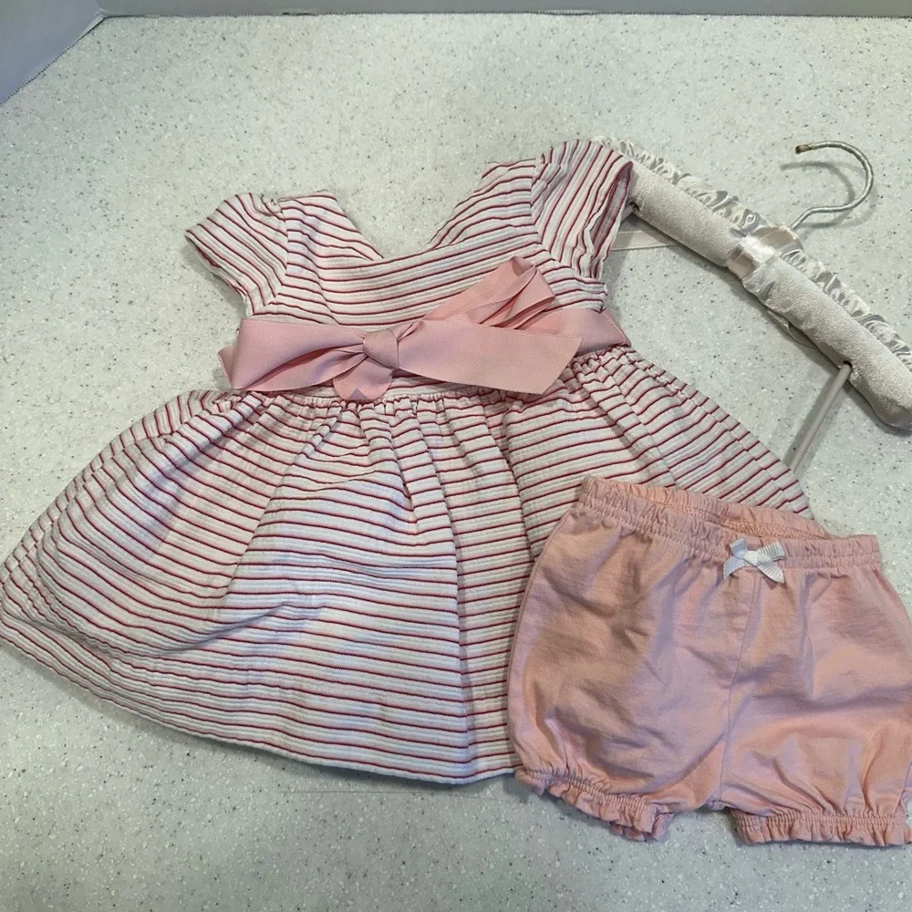 Ralph Lauren Cap Sleeved 3M Baby Girl Dress & Carter’s Bloomers! Pink & …
